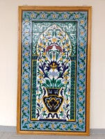 Antik arab csempe kerámia  mozaik fali kép imaszőnyeg madár motívum keretben Marokkó Török 751 5955