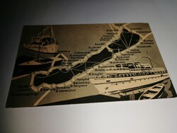 Balatoni térképes képeslap a hatvanas évek elejéről, postatiszta      1042.
