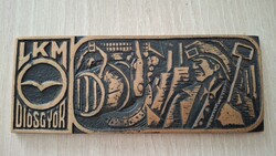 1970. "LKM (Lenin Kohászati Művek) Diósgyőr" Bronz plakett (57x145mm) díszdobozban