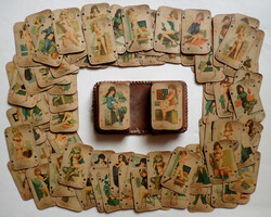 Nagyon régi antik DUPLA pakli erotikus pin up francia kártya játék franciakártya Offset kártyajáték