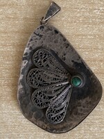 Art deco Agárfejes  ezüst ékszer medál