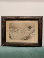 Akt kép grafika,jelzett 1932