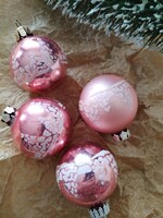 Vintage, üveg karácsonyi gömb / púder rózsaszín