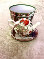 Karácsonyi cicás macskás porcelán teáskanna kiöntő dobozában új