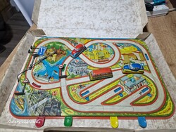 Régi lemezárúgyári játékok antik lemezárúgyári autópálya retro gyerek jàték