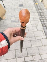 Sétapálca sétabot tőrös bot Faragott koponya fejes szép àllapotban