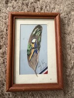 Kézzel festett Ara papagáj toll