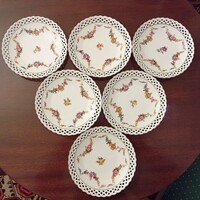 Antik Bavaria Schumann Arzberg áttört szélű, 6 db süteményes tányér hibátlan állapotban