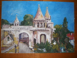 HALÁSZ BÁSTYA  . NEMZETKÖZILEG ELISMERT FESTŐMŰVÉSZ  BÁNFI JÓZSEF .  50 cm X 35 cm