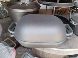 New Cast Iron Duck Roaster & Bread Oven 2-in-1 Dutch Oven Grill Fireplace Pan