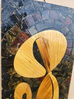 Régi falikép – Szűz Mária ábrázolással, szalmarátétes technikával