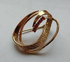 14 karátos antik rubinköves bross, kitűző 8 gramm.