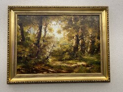 Fekete Zsolt : Erdő belső  70 x 50 olajfestmény keretben