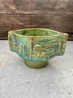 Zsolnay eozin kis kaspó öttornyos pecséttel