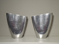 Mid century fém Bauhaus art deco stúdió váza pár tulipán váza 30.5 cm