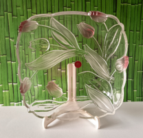 VINTAGE TULIPÁN MINTÁS " WALTHER GLAS NADINE SATIN " OSZTOTT KÍNÁLÓ TÁL