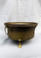 Régi Réz Empire Stíkusú Oroszlánlábas Kaspó Virágtartó