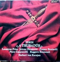 Verdi: A trubadúr (Karajan-Obrazcova-Bonisolli) teljes opera, 3 hibátlan vinyl LP dobozban