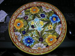 Pesaro Majolika falitányér repesztett mázas 33,5 cm