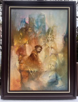 Buday Mihály "Rembrant és az uj színek"Olajfesmény 70x50cm méretben