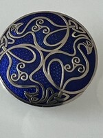 Ezüstözött cloisonne bross kelta mintával, Sea Gems dizájn,  3,5 cm átmérő