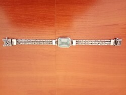 Ezüst női karkötő akvamarin drágakővel