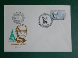 FDC 1981. Alexander Fleming, a penicillin felfedezője - emlékbélyegzéssel