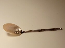 Antik bambusz mintás nyelű kanál kagyló „lapáttal” - kanál