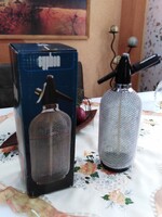 Retró régi, de szinte új fémhálós szódás szifon