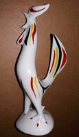 1960'S Vintage HOLLÓHÁZI -J. Seregély Márta ÁLTAL TERVEZETT ART DECO porcelán kakas figura 14 cm