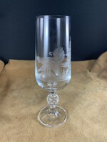 Vadász jelenetes gyönyörű kristály pezsgős pohár (Túzok)