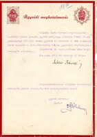 Ügyvédi meghatalmazás, Szeged 1941. Díjjegyes, vízjeles papíron.