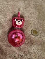 Régi retro  ,üveg  Karácsonyfadísz maci