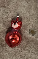 Régi retro  ,üveg  Karácsonyfadísz maci