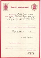 Ügyvédi meghatalmazás, Szeged 1938. Díjjegyes papíron.