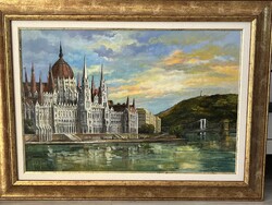 FEKETE ZSOLT - Budapest -  tájkép olaj festmény 60x40 cm