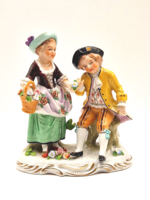 Sitzendorfi német porcelán pár virágokkal 12cm