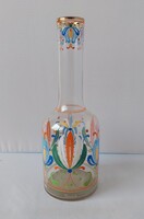 Parádi zománcfestett üvegpalack,népi szecesszió