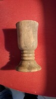 Baroque style, turned wooden decorative chalice - folk craft work