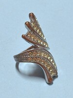 Antik kézműves ezüstözött bronz köves gyűrű 18 mm