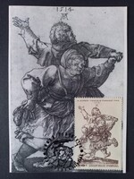 Régi képeslapok - Albrecht Dürer festmények bélyeggel, alkalmi bélyegzéssel