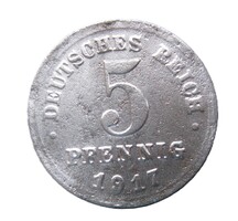 Német birodalmi 5 pfennig 1917 (E18)