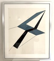 Nádler István szitanyomat absztrakt geometrikus grafika Extrém darab 1977-ből
