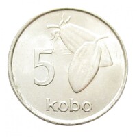 Nigéria,5 kobo 1976 aUNC+ nikkel