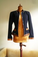 Exkluzív darab! 80as évek vintage BOGY'S olasz 36 /38 gyapjú és bőr felső zakó blézer kabát S / M