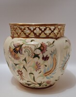 Zsolnay áttört szegélyű nagyméretű kaspó, 19 cm