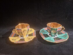 ANTIK PORCELÁN CARLSBADI EMLÉK CSÉSZE ALJJAL 1900 KÖRÜL