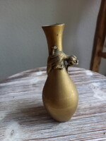 Mesés antik réz gyíkos váza (14x5,5 cm)