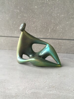 Zsolnay, Török János, eredeti 60-as évek. Ritka, zöld eozin oldalfekvő.