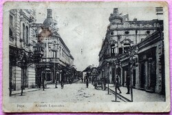 Pápa - Kossuth Lajos utca , üzletek , létrával   1918